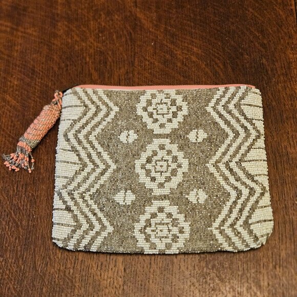 Jasper & Jeera Silver, White and Pink Beaded Bag - Picture 1 of 6